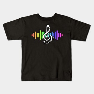 Power Clef - D - Soundwaves Rainbow Kids T-Shirt